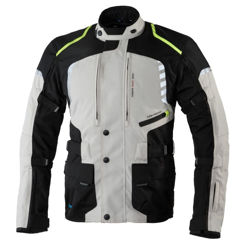 Moto bunda Rebelhorn Hiker II čierno-šedo-fluo žltá výpredaj