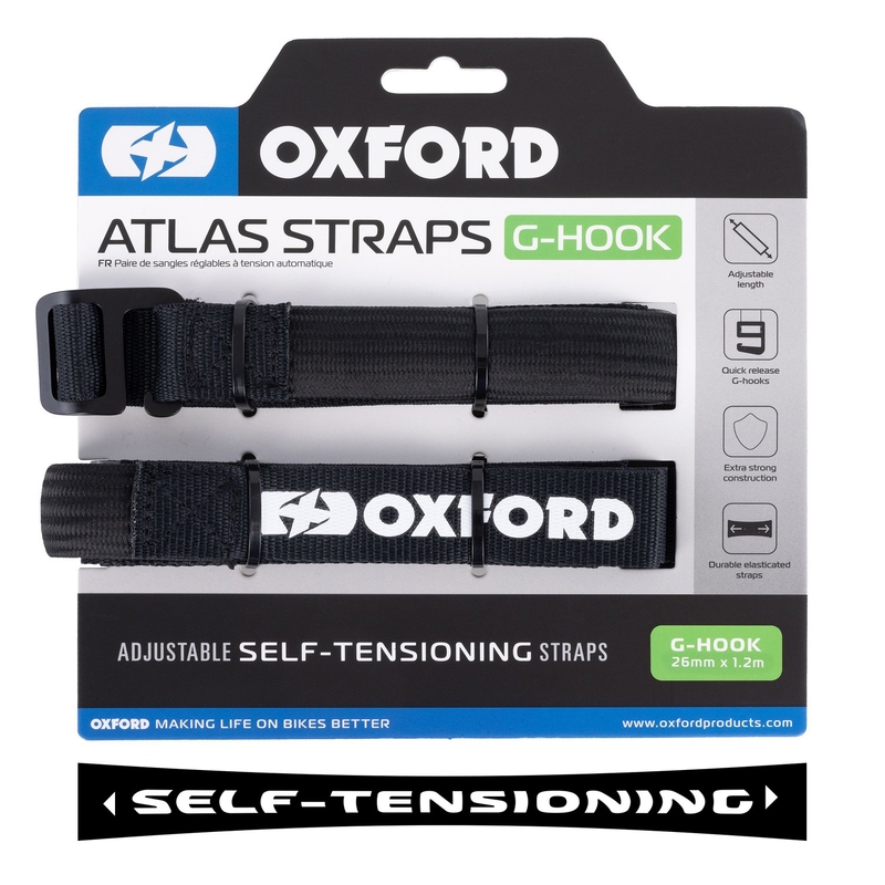 Batožinové popruhy Oxford Atlas G-Hook 2 ks čierne 26mm x 1,2m