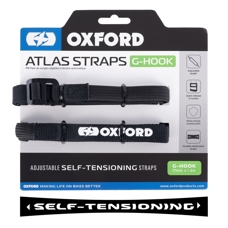 Batožinové popruhy Oxford Atlas G-Hook 2 ks čierne 17 mm x 1,2 m