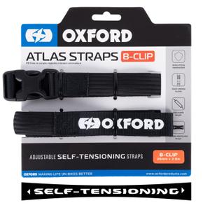 Batožinové popruhy Oxford Atlas B-Clip 2 ks čierne 26 mm x 2 m