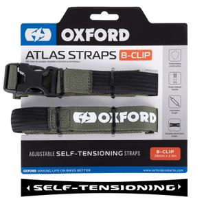 Batožinové popruhy Oxford Atlas B-Clip 2 ks zelené 26 mm x 2 m