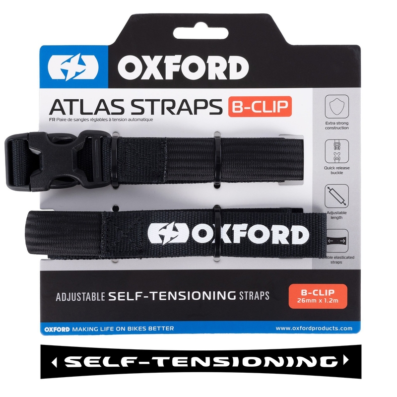 Batožinové popruhy Oxford Atlas B-Clip 2 ks čierne 26 mm x 1,2 m