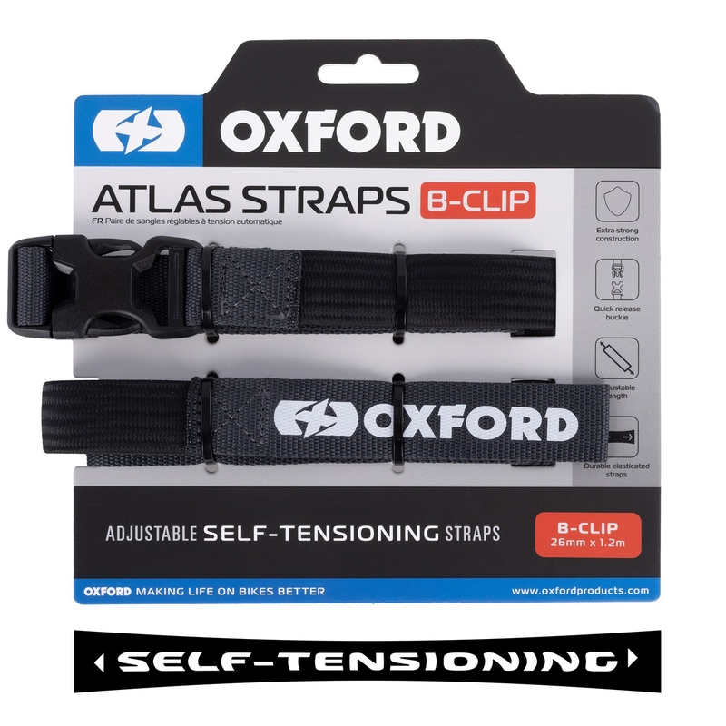 Batožinové popruhy Oxford Atlas B-Clip 2 ks sivé 26 mm x 1,2 m