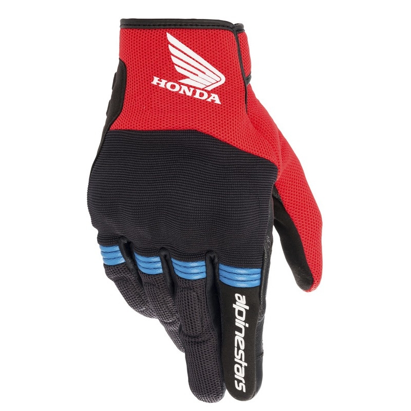 Rukavice na motocykle Alpinestars Copper Honda kolekcia 2025 čierno-červeno-modré