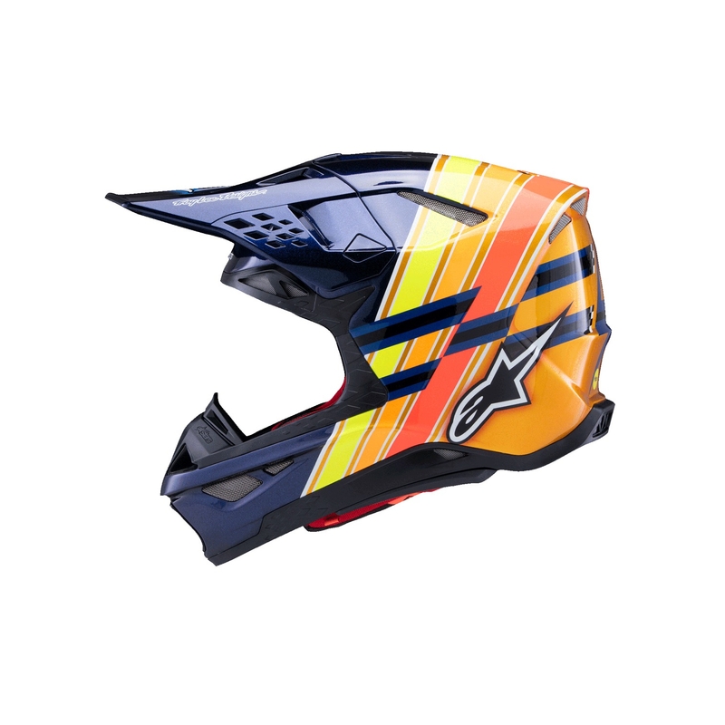 Motokrosová prilba Alpinestars Supertech S-M10 edícia TROY LEE DESIGNS perleť modro-fluo oranžovo-žlto-červená