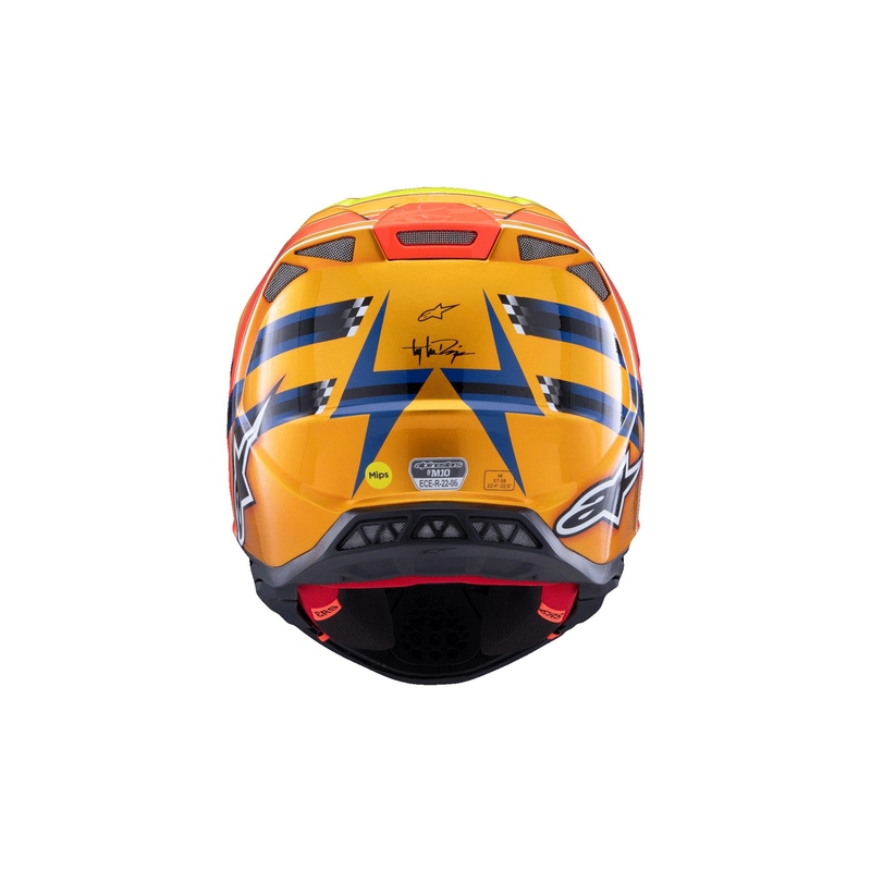 Motokrosová prilba Alpinestars Supertech S-M10 edícia TROY LEE DESIGNS perleť modro-fluo oranžovo-žlto-červená