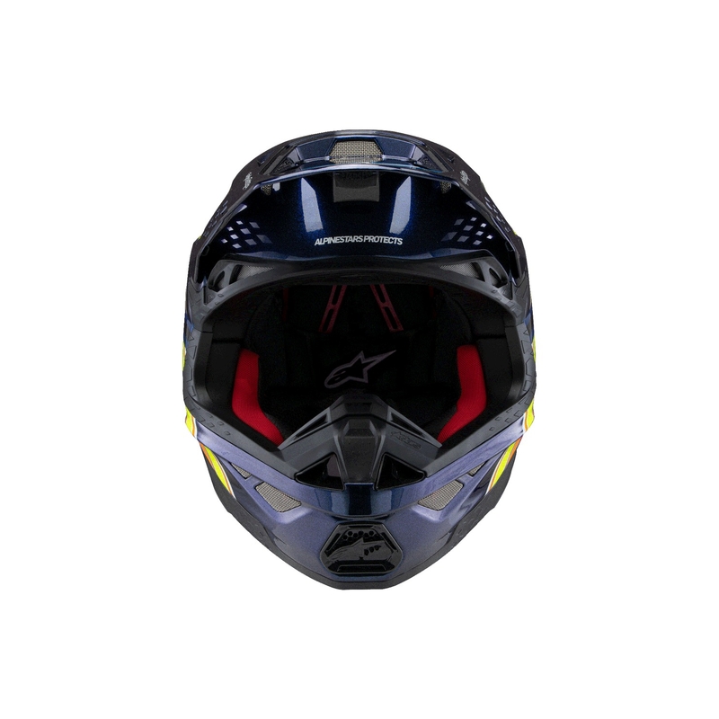 Motokrosová prilba Alpinestars Supertech S-M10 edícia TROY LEE DESIGNS perleť modro-fluo oranžovo-žlto-červená
