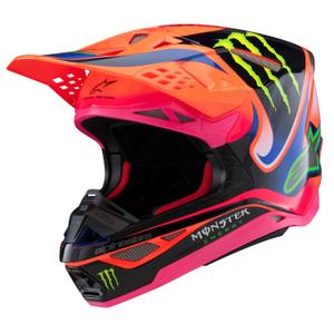 Motokrosová prilba Alpinestars Supertech S-M10 edícia HAIDEN DEEGAN fluo oranžovo-fialovo-ružovo-želená 2025