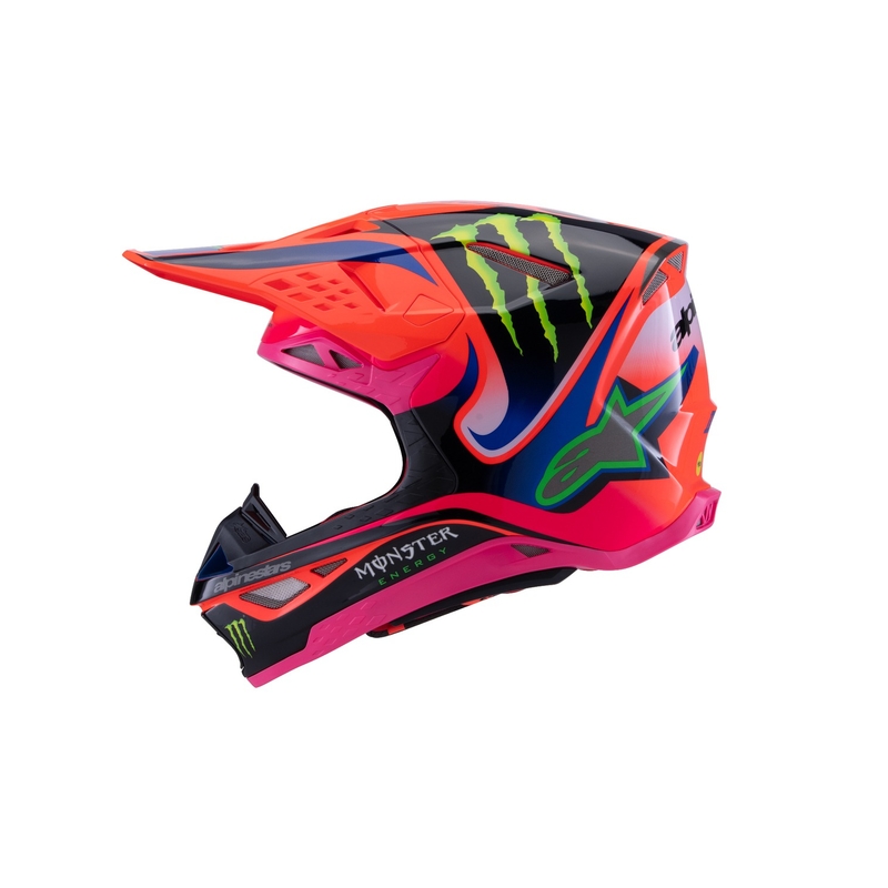 Motokrosová prilba Alpinestars Supertech S-M10 edícia HAIDEN DEEGAN fluo oranžovo-fialovo-ružovo-zelená