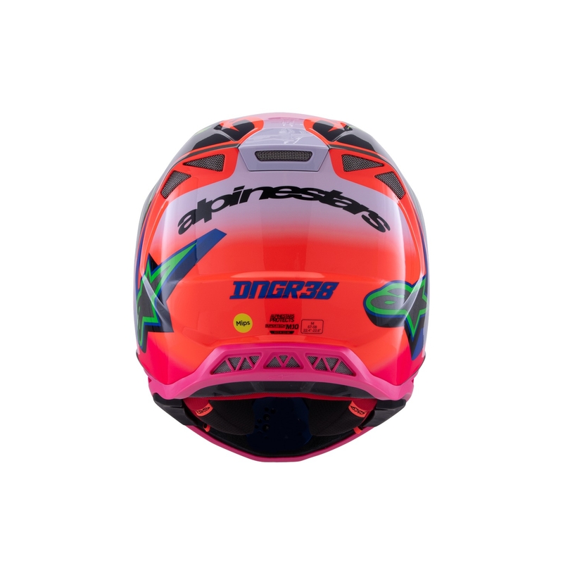 Motokrosová prilba Alpinestars Supertech S-M10 edícia HAIDEN DEEGAN fluo oranžovo-fialovo-ružovo-zelená