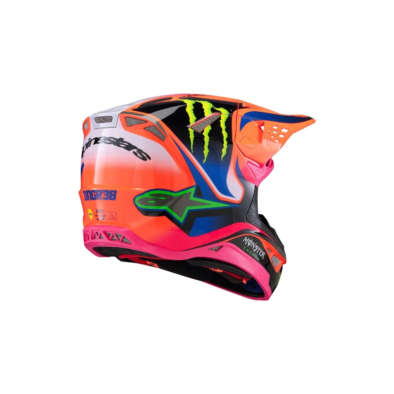 Motokrosová prilba Alpinestars Supertech S-M10 edícia HAIDEN DEEGAN fluo oranžovo-fialovo-ružovo-zelená