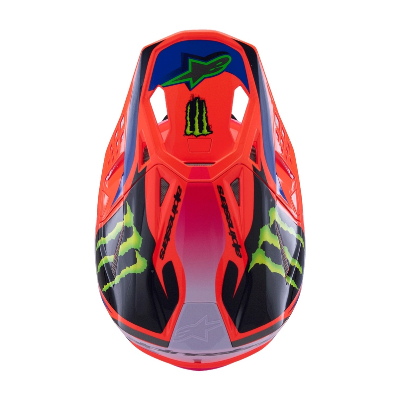 Motokrosová prilba Alpinestars Supertech S-M10 edícia HAIDEN DEEGAN fluo oranžovo-fialovo-ružovo-zelená
