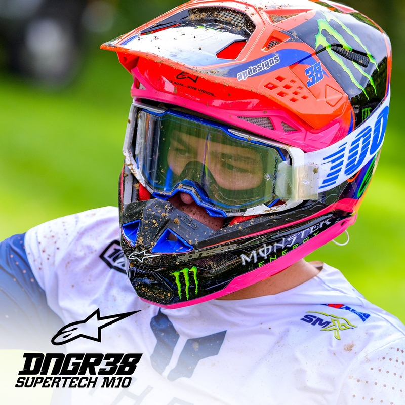 Motokrosová prilba Alpinestars Supertech S-M10 edícia HAIDEN DEEGAN fluo oranžovo-fialovo-ružovo-zelená