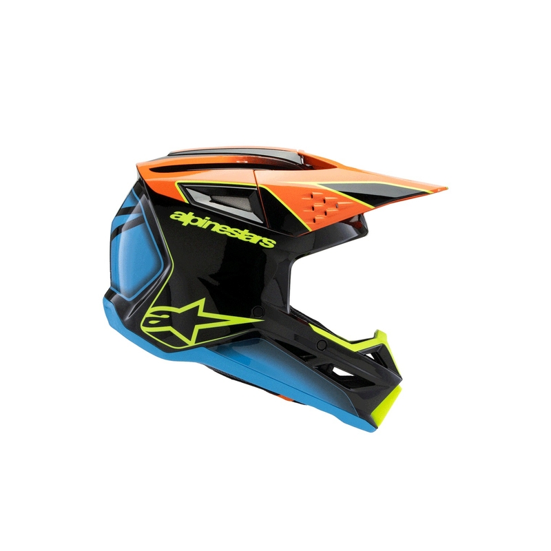 Detská motokrosová prilba Alpinestars S-M3 FRAY čierno-fluo oranžovo-fluo žlto-tyrkysová