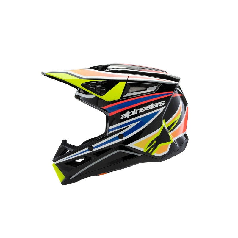 Detská motokrosová prilba Alpinestars S-M3 WURX čierno-fluo žlto-modro-červená