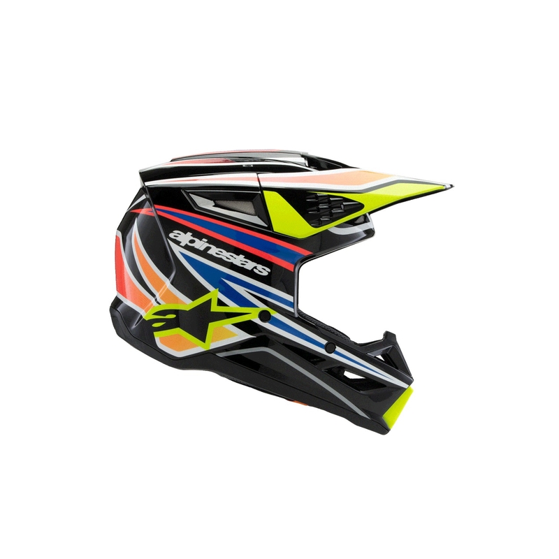 Detská motokrosová prilba Alpinestars S-M3 WURX čierno-fluo žlto-modro-červená