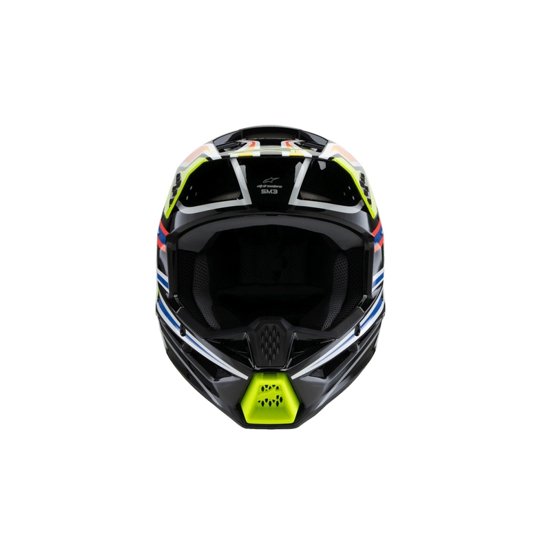 Detská motokrosová prilba Alpinestars S-M3 WURX čierno-fluo žlto-modro-červená