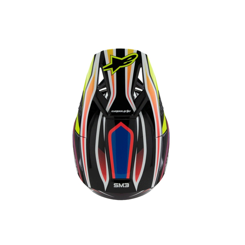 Detská motokrosová prilba Alpinestars S-M3 WURX čierno-fluo žlto-modro-červená