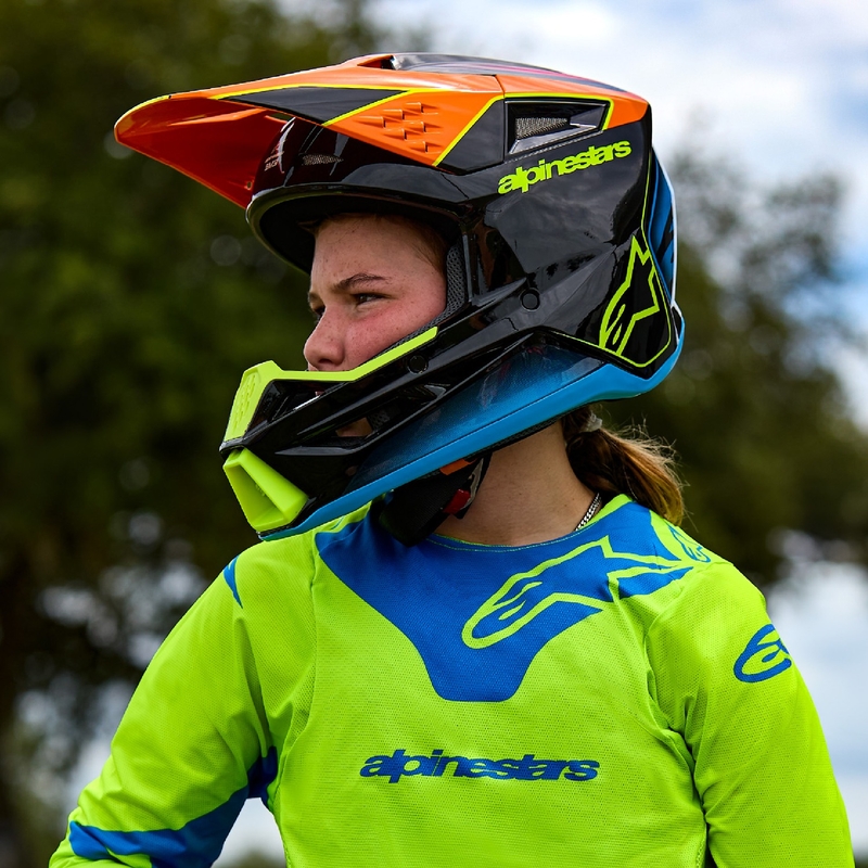 Detská motokrosová prilba Alpinestars S-M3 WURX modro-červeno-bielo-čierna
