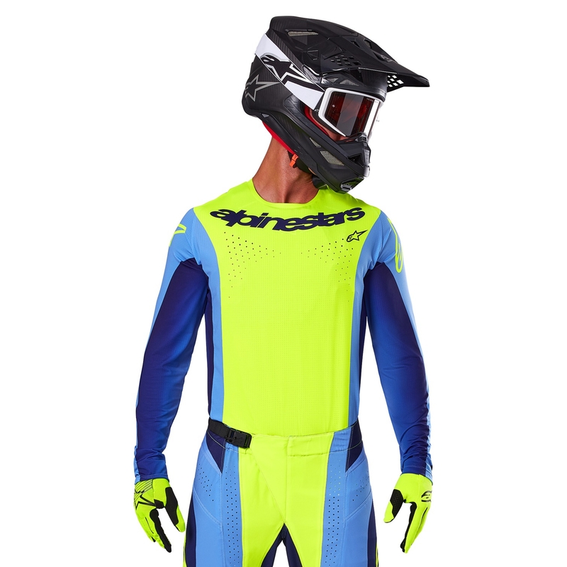 Motokrosový dres Alpinestars Techstar Melt fluorescenčno žlto-modrý