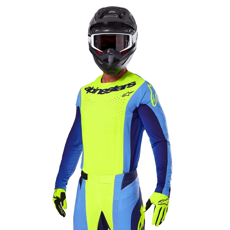 Motokrosový dres Alpinestars Techstar Melt fluorescenčno žlto-modrý