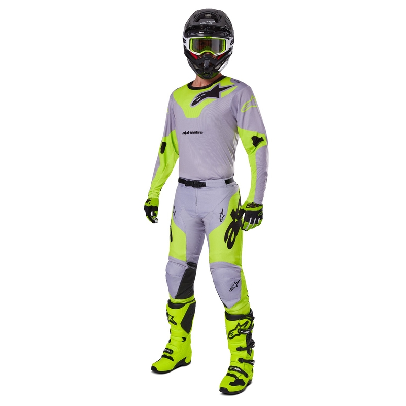 Motokrosový dres Alpinestars Racer Veil šedo-fluorescenčno žltý