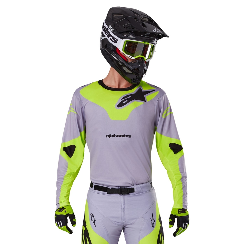 Motokrosový dres Alpinestars Racer Veil šedo-fluorescenčno žltý