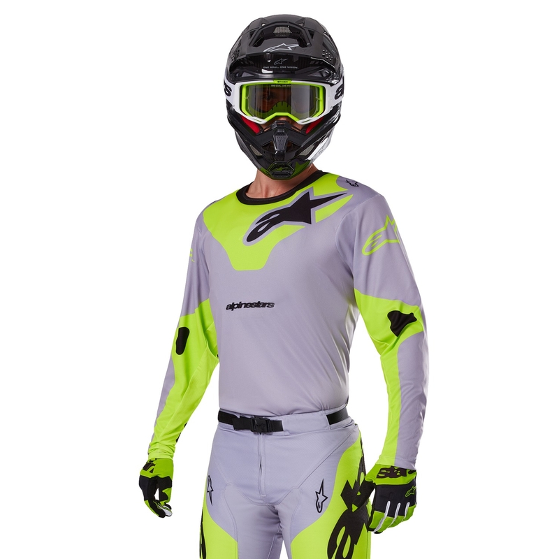 Motokrosový dres Alpinestars Racer Veil šedo-fluorescenčno žltý