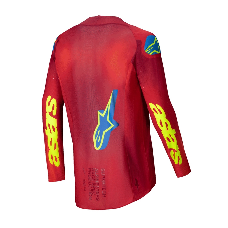 Motokrosový dres Alpinestars Supertech Maker červeno-fluorescenčno žltý