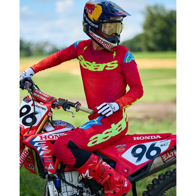 Motokrosový dres Alpinestars Supertech Maker červeno-fluorescenčno žltý