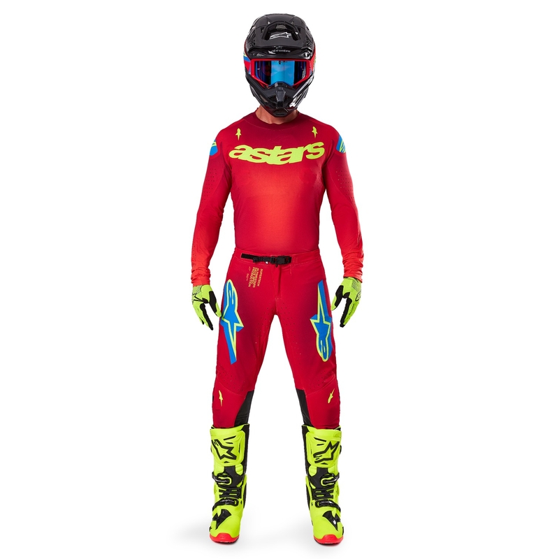 Motokrosový dres Alpinestars Supertech Maker červeno-fluorescenčno žltý
