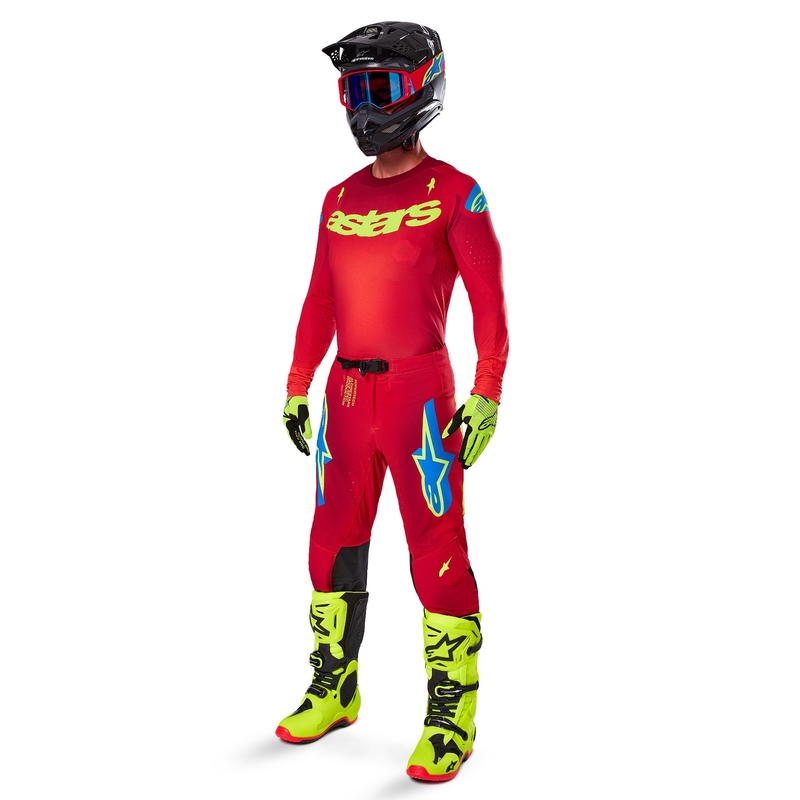 Motokrosový dres Alpinestars Supertech Maker červeno-fluorescenčno žltý