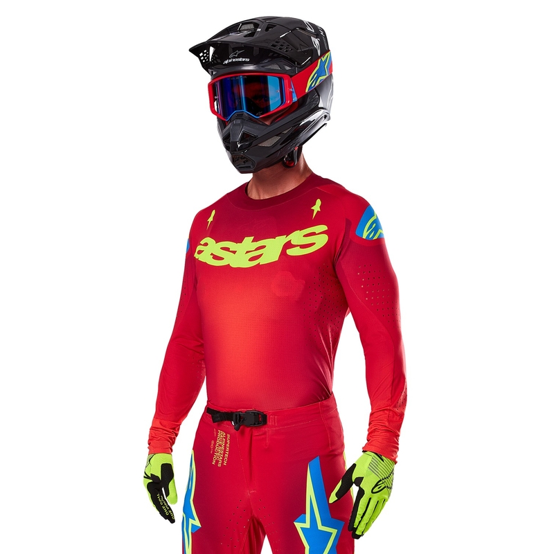 Motokrosový dres Alpinestars Supertech Maker červeno-fluorescenčno žltý