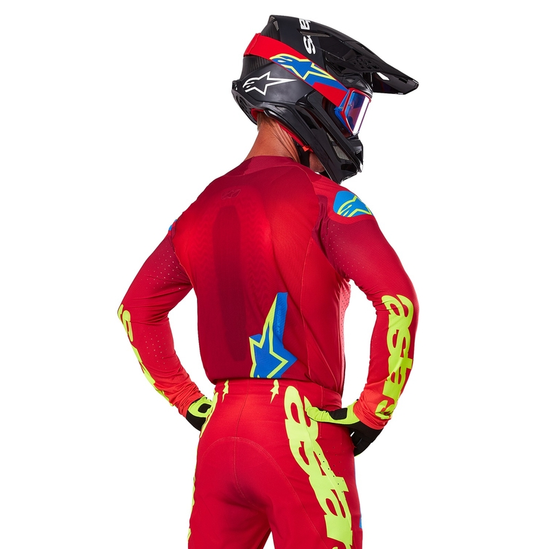 Motokrosový dres Alpinestars Supertech Maker červeno-fluorescenčno žltý