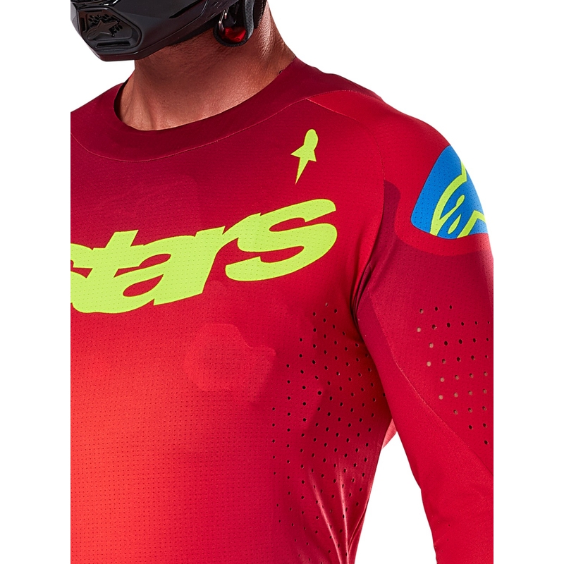 Motokrosový dres Alpinestars Supertech Maker červeno-fluorescenčno žltý