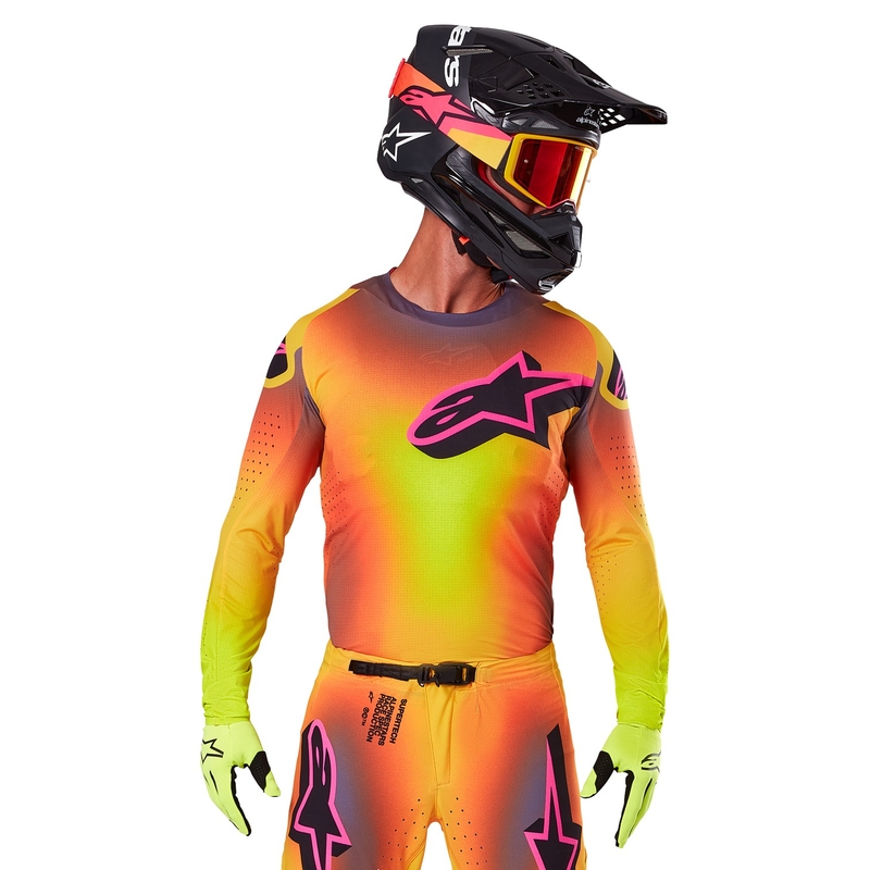 Motokrosový dres Alpinestars Supertech Lipan žlto-ružový