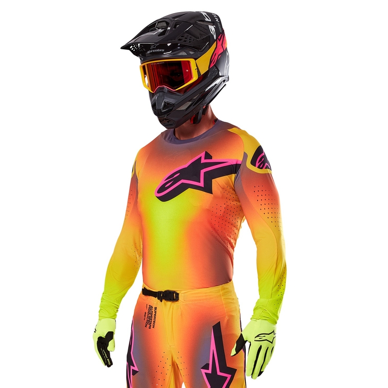 Motokrosový dres Alpinestars Supertech Lipan žlto-ružový