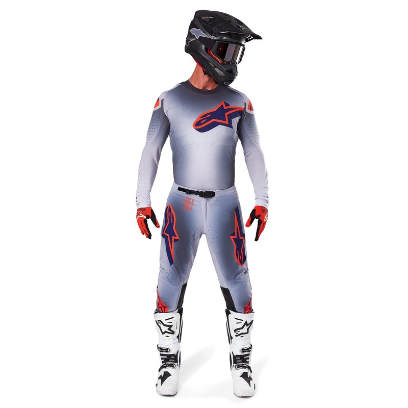 Motokrosový dres Alpinestars Supertech Lipan šedo-fluorescenčno oranžový