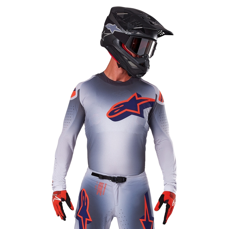 Motokrosový dres Alpinestars Supertech Lipan šedo-fluorescenčno oranžový