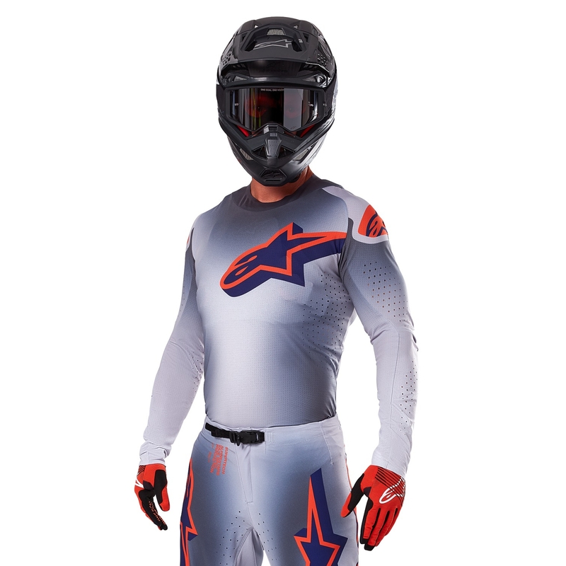 Motokrosový dres Alpinestars Supertech Lipan šedo-fluorescenčno oranžový