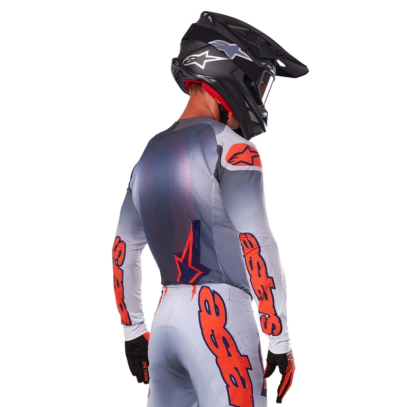 Motokrosový dres Alpinestars Supertech Lipan šedo-fluorescenčno oranžový
