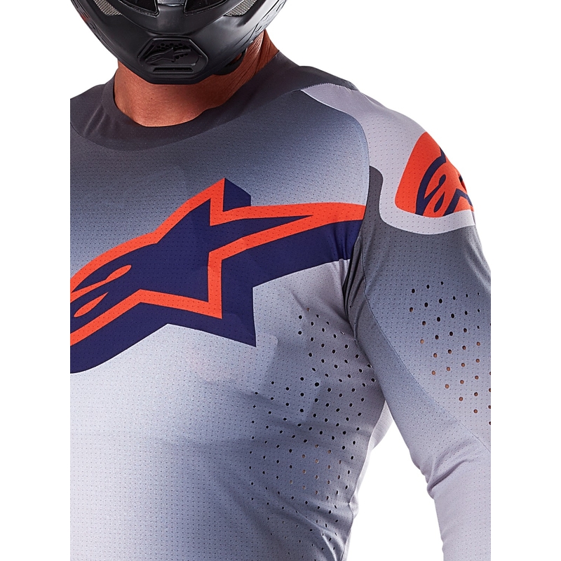 Motokrosový dres Alpinestars Supertech Lipan šedo-fluorescenčno oranžový