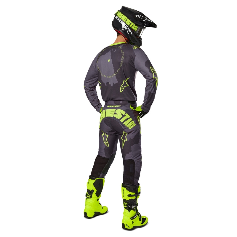 Motokrosový dres Alpinestars Racer Hollow tmavá camo-fluorescenčno žltý