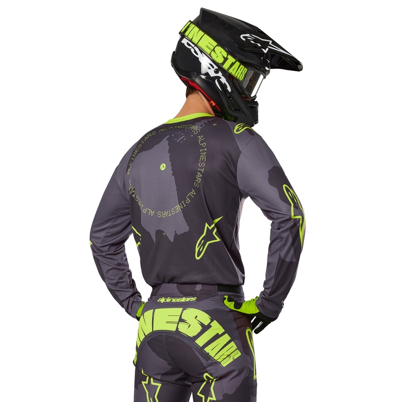 Motokrosový dres Alpinestars Racer Hollow tmavá camo-fluorescenčno žltý