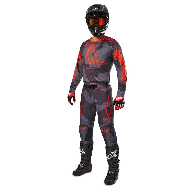 Motokrosový dres Alpinestars Racer Hollow šedá camo-fluorescenčno oranžový