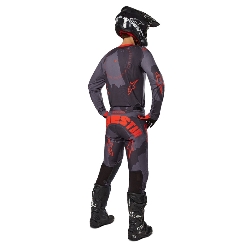 Motokrosový dres Alpinestars Racer Hollow šedá camo-fluorescenčno oranžový