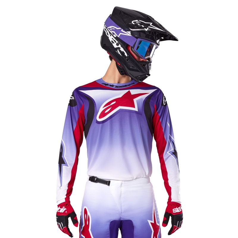 Motokrosový dres Alpinestars Fluid Wurx fluorescenčno fialovo-červený