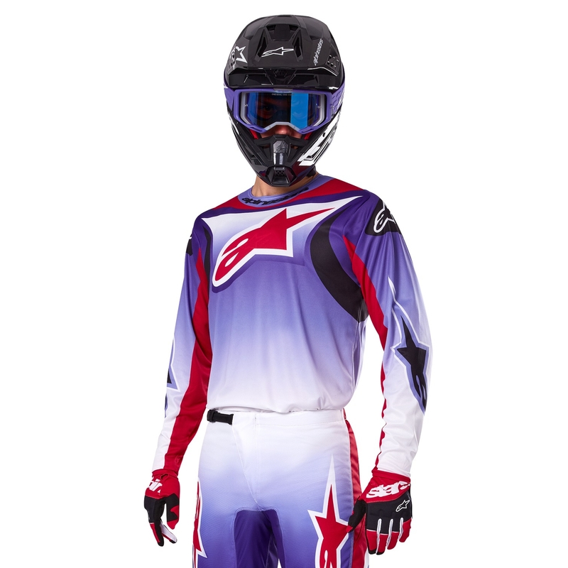 Motokrosový dres Alpinestars Fluid Wurx fluorescenčno fialovo-červený