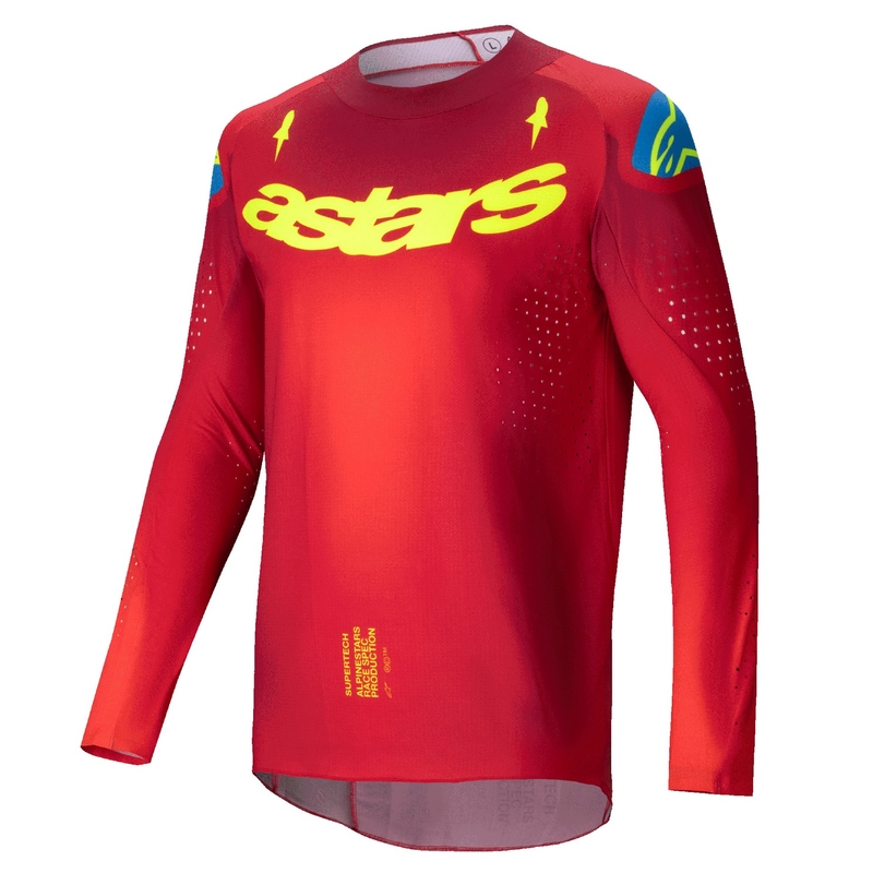 Motokrosový dres Alpinestars Supertech Maker červeno-fluorescenčno žltý