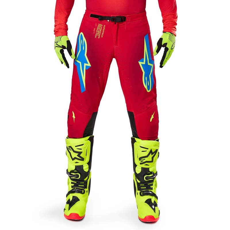Motokrosové nohavice Alpinestars Supertech Maker červeno-fluorescenčno žlté